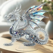 cpengpj 2D Acrylic Bohemian Style Clear Crystal Dragon Figurine Collectibles Art Glass Animal Ornament Decoration for Office Table Home Bedroom