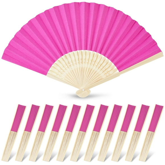 Ventiladores de mano plegables de papel JOHOUSE rosa oscuro (20 cm), 12 unidades
