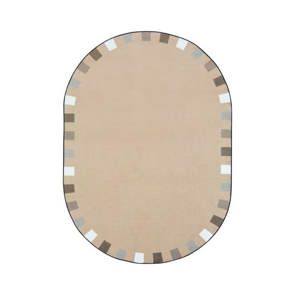 On the Border 5'4" x 7'8" Oval Area Rug In Color Neutrals-Color:neutrals,Material:Nylon