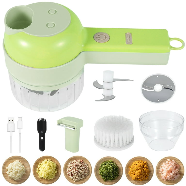 Mini Food Processor USB Rechargeable Fruit and Vegetable Chopper Cutter  Wireless Electric Garlic Mincer Portable Handheld Food Slicer with Cleaning  Brush for Ginger Peppers Onions 