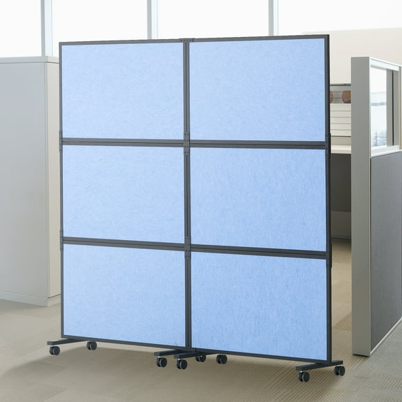 VEVOR Office Divider, 2 Panel Office Partition, Freestanding Office Divider Wall Partition & Privacy Divider Reduce Noise and Room Separation, Light Blue