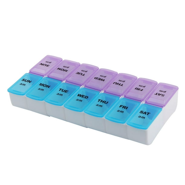 Travel Home Plastic Medication Reminder Daily Am PM Weekly Pill Box