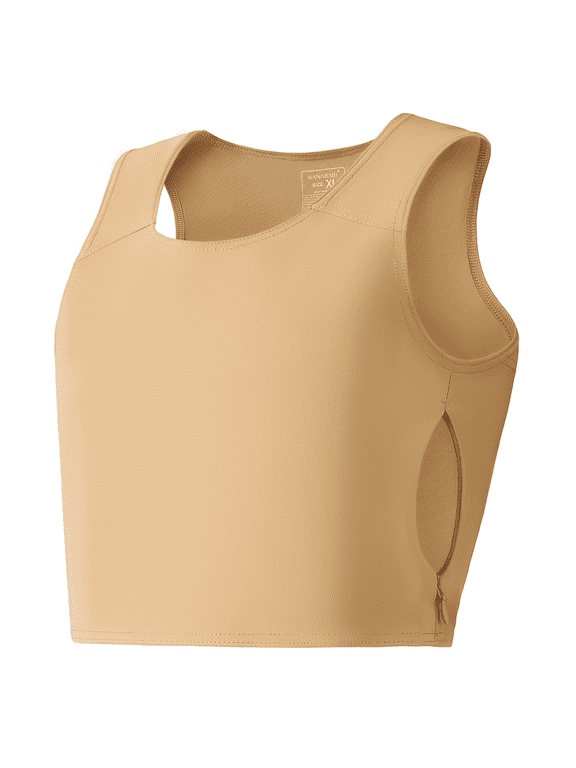 chest binder for women binder corset with both side zipper tank top Ultra flat binder Nude XS-4XL