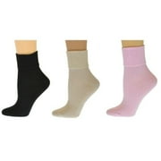 Sierra Socks Women's Organic Cotton Extra Smooth Toe Seaming 3 pair Pack (Fits Shoe Size 4-10, Socks Size 9-11, Assorted - Black/Ivory/Pink (3 Pair Pack))