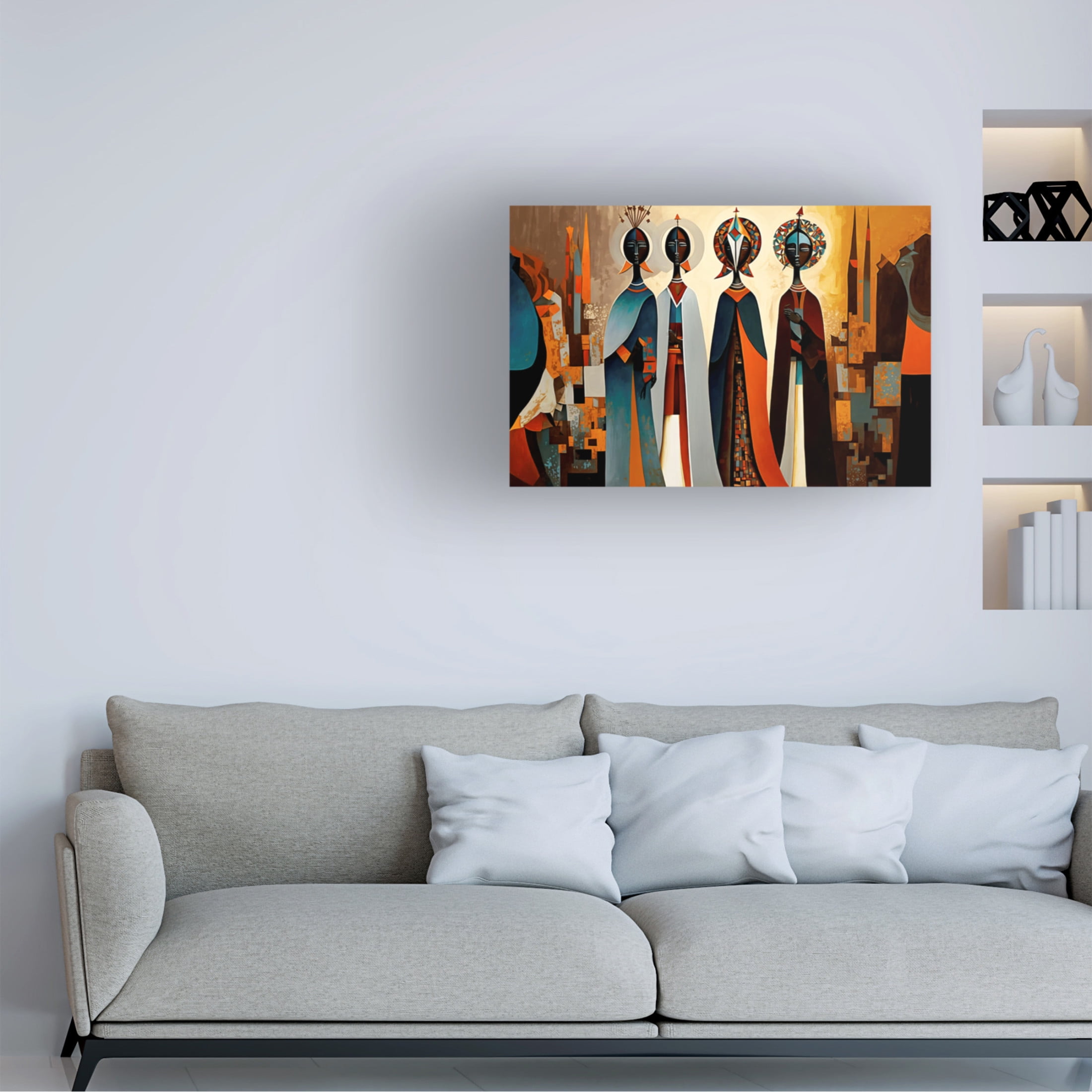 Canvas Wall Art - Ray Heere 'Mid Century Celebration Of All Cultures 1' Wall Art for Living Room, Bedroom, or Office Décor by Trademark Fine Art - 47 x 30 Inches