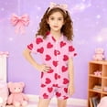 thumbnail image 4 of Toddler Silk Girls Pajamas Set Valentines Day Pjs Short Sleeve Heart Button Down Loungewear Girls Pajamas Size 2-3 Years, 4 of 4
