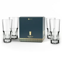Libbey Bellevue Cocktail Glasses Set, 13.5 Oz, Clear, Stylish Retro Stackable Glass Cups, Modern Glassware Set for Cocktails, Mojito, and More