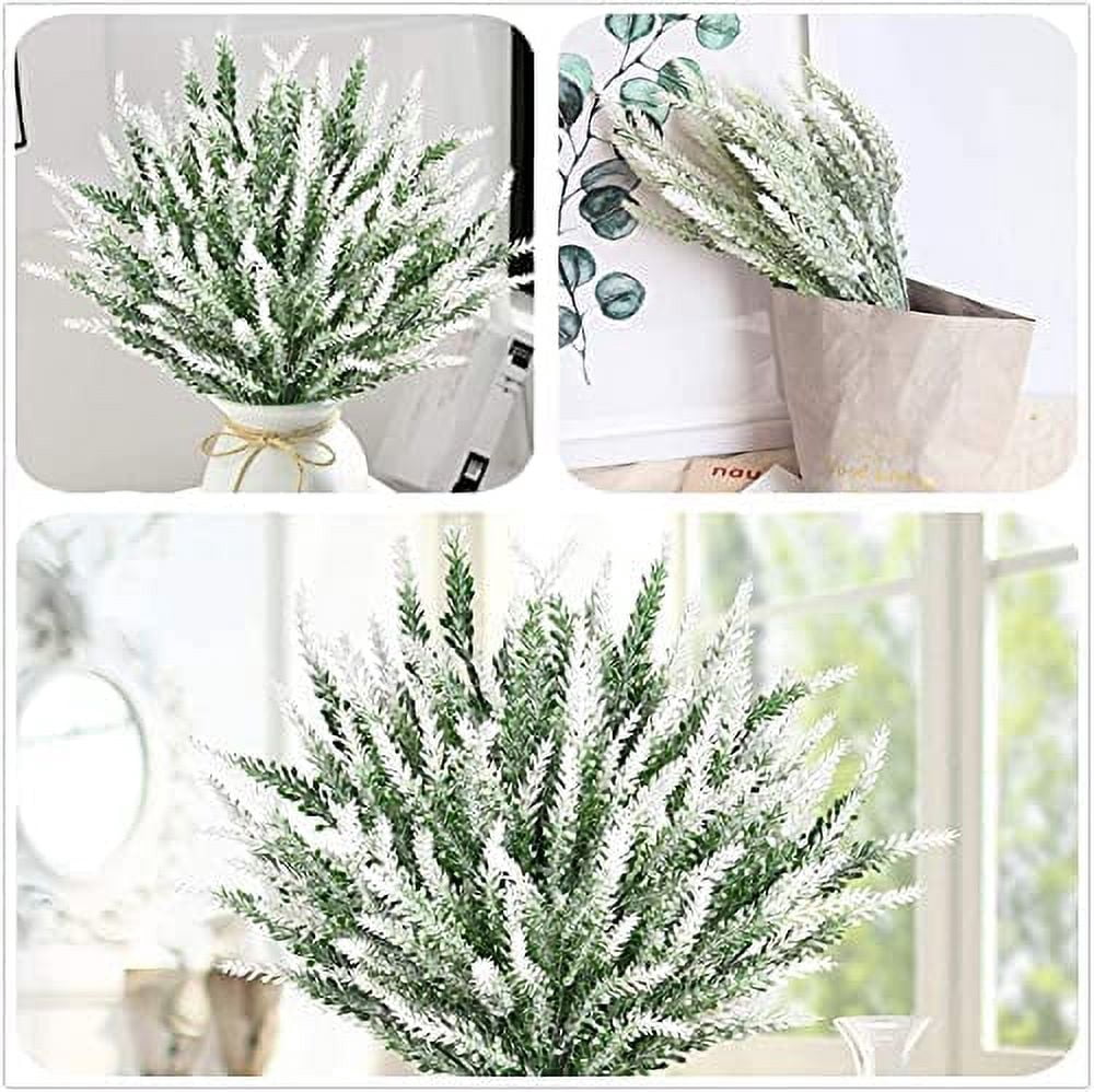 GRNSHTS Artificial Lavender Flowers 8pcs Fake Plants with Faux Plastic Wedding Bouquet for Home Party Wedding Balcony Garden Patio Outdoor Decoration (White,16pcs)