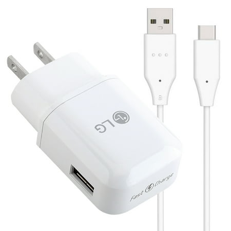 Genuine LG Quick Wall Charger with USB-C Type C Cable for LG G5 G6 G7 G8 NEXUS 5X 6P V10 V20 V30 V40 V50 LG Stylo 4 Charge Your Device up to 50% Faster