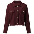 thumbnail image 4 of Fiaer Plus Size Casual Cropped Jackets Women Corduroy Button down Shirt Fashion Comfort Trendy Lapel Collared Tops Wine XXL, 4 of 7
