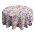 thumbnail image 4 of Pink Pioneer Flower Pattern Round Tablecloth 60"x60",Wrinkle Wipeable Table Cloth for Kitchen Dining Room Picnic Patio Party, 4 of 6