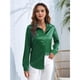 thumbnail image 5 of Blusas de Satén para Mujer, Camisas de Seda con Botones, Blusas Informales de Larga para Negocios Verde S, 5 of 7