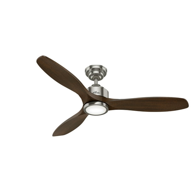 Hunter 52" Melbourne Brushed Nickel Ceiling Fan with LED Light and