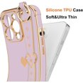 thumbnail image 4 of for iPhone 13 Pro Case Cute Love-Heart Plating Wristband Phone Cover for Women Girls Bling Soft Silicone Camera Lens Protection Bumper Shockproof Phone Case for iPhone 13 Pro 6.1'' - Purple, 4 of 13