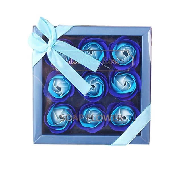 Fiudx Jabón de Ramo de Flores, Set de 9 Rosas y Claveles, Caja de Regalo de Lujo, Pétalos de Baño para Un Baño Relajante, Hipoalergénico, Ideal para Bodas y Aniversarios, 14,5 X 14,5 X 5 Cm