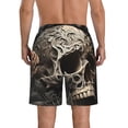 thumbnail image 3 of KLL Vintage Pattern Flower Skull Men's Casual Summer Beach Shorts Hawaiian Shorts with Pockets-XX-Large, 3 of 5
