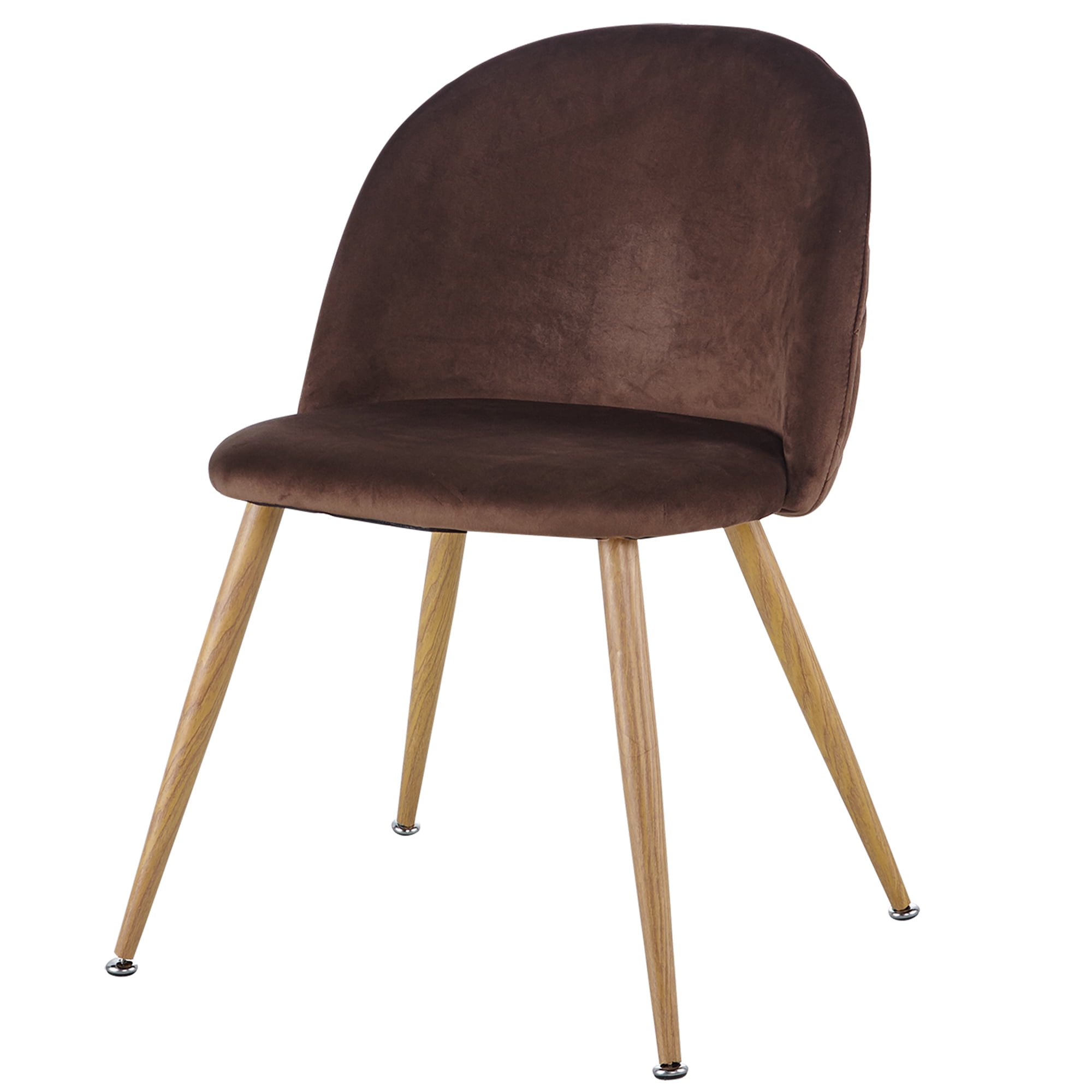 Kepooman Set of 2 Velvet Upholstered Dining Chairs with Backrest, Brown Kepooman Set of 2 Velvet Upholstered Dining Chairs with Backrest, Brown
