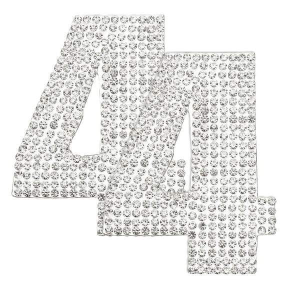 Uxcell 2Pcs Rhinestone Self Adhesive Number Stickers Medium Numbers Patches Embroidered Sew on Appliques for DIY Crafts Clothing Decorations, White 4