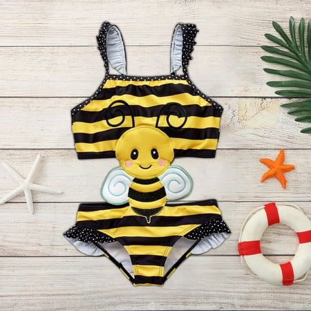 

QISIWOLE Toddler Baby Girls Summer Cute Cartoon Animal Polka Dots Stripe Print One-piece Swimsuit summer sale !
