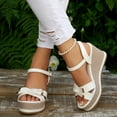 thumbnail image 3 of Women Sandal Womens Oofos Womans Sandles Women's Fashion Casual Wrap-Around Buckle Summer Style Fashion Casual Color Matching Trend Eye-Catching Thick Bottom Wedge Heel Sandals White, 3 of 8