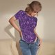 thumbnail image 3 of Balery Purple Glitter Body de cuello redondo de manga corta para mujer Tops de manga corta Tops básicos-Large, 3 of 7