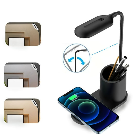 TIFOR U-Light LED Desk Lamp with Wireless Charger & Organizer Black