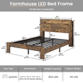 thumbnail image 4 of Queen Size Solid Wood Bed, Double-Layer Headboard with Storage, LED Lighting, Built-in Charging Station, Under-Bed Storage, Silent Operation, No Box Spring Required ,Brown, 4 of 9