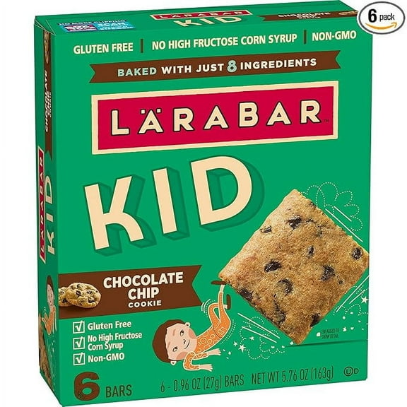 Larabar Kid Gluten Free Bar Chocolate Chip Cookie, 6 Bars, 5.76 oz
