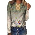 thumbnail image 1 of Pompotops Hauts Amples à Col Rond pour Femmes T-Shirts Imprimés Décontractés Blouse à Manches Longues en Solde, 1 of 5