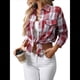 thumbnail image 1 of Camisa Abotonada para Mujer, Camisa A Cuadros, Larga, Solapa, Informal, para Negocios, Trabajo Rojo y S, 1 of 10