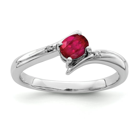 Primal Silver Sterling Silver Rhodium-plated Ruby and Diamond Ring