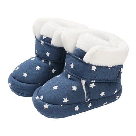 

Children Baby Boots Boys Girls Cotton Shoes High Top Cotton Wool Warm Flat Non-Slip Hook Loop Solid Color Soft And Comfortable