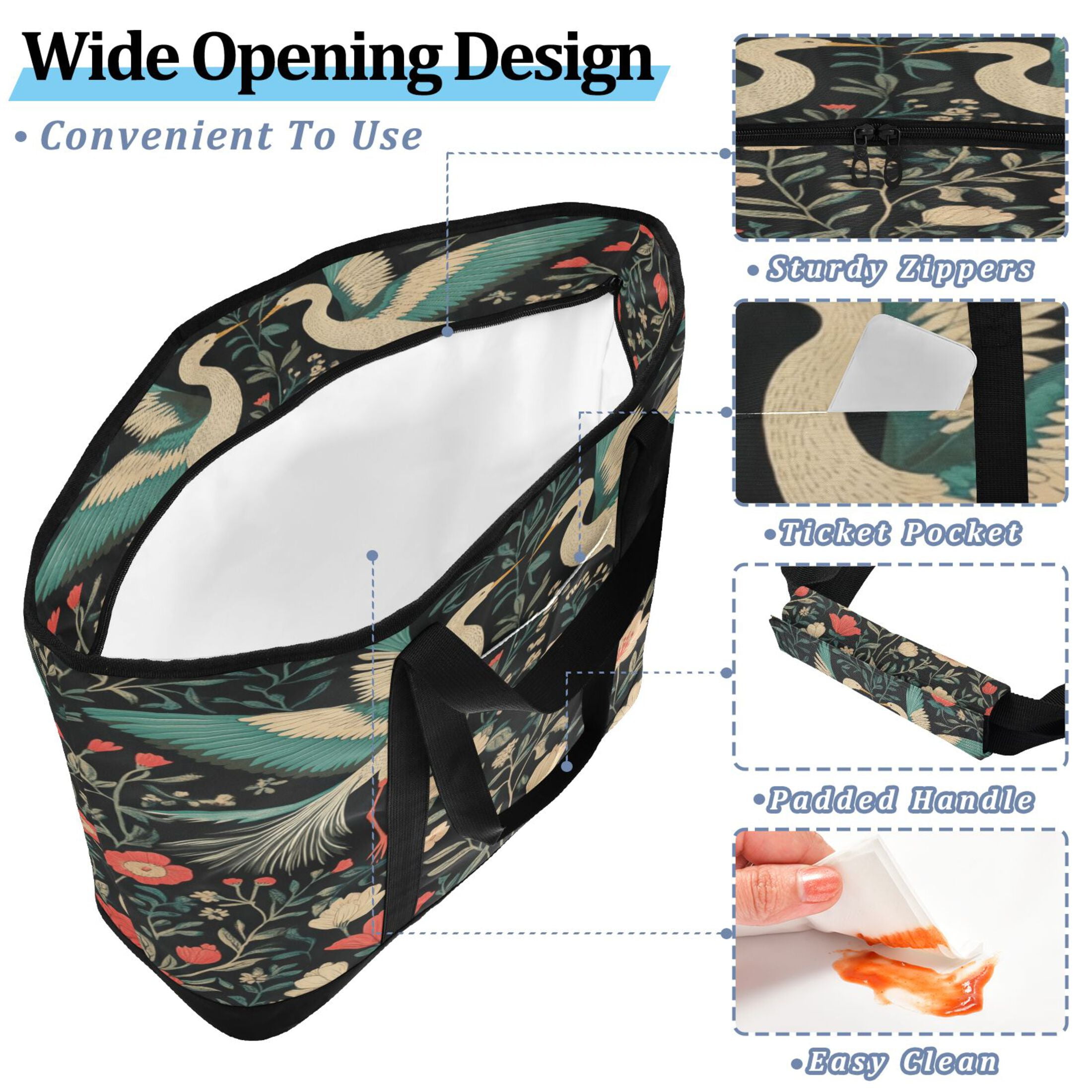 Large Hand-held Ice Pack Picnic Bag Insulation and Refrigeration Suitable for Shopping Picnics and Camping Beautiful Couple Cranes