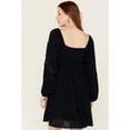 thumbnail image 4 of Jolt Women's Lace Trim Long Sleeve Tiered Mini Dress - JD6288-DXQ- NAVY   US, 4 of 4