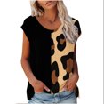 thumbnail image 2 of Hrsba Shirts for Women,2 Tone Print Crewneck Top Short Sleeve Casual Summer Ladies Blouse Shirt, 2 of 5