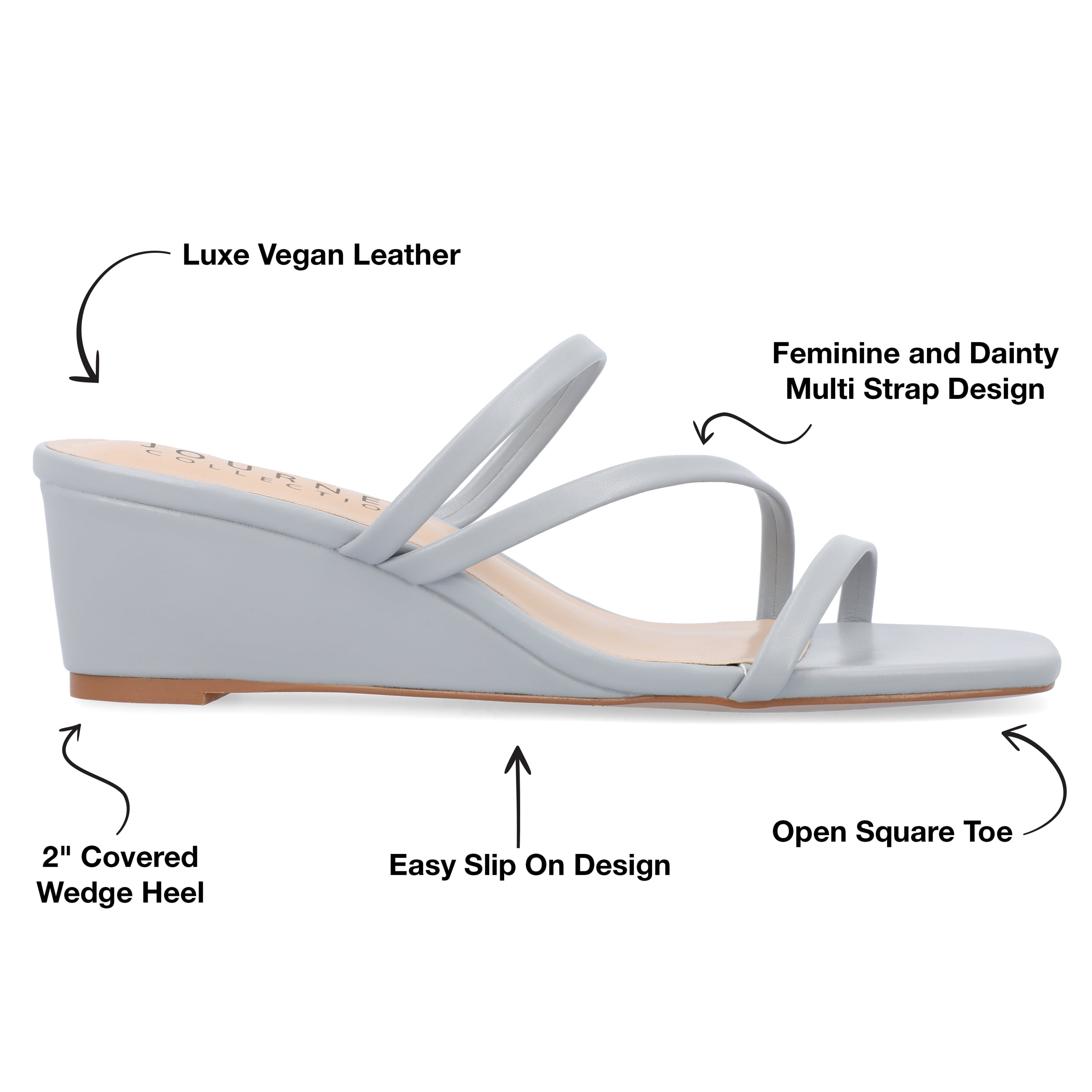 Journee Womens Takarah Crossover Strap Slip On Wedge Sandals