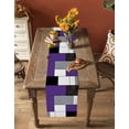 thumbnail image 4 of Purple Grey Burlap Cotton Table Runner 13x70 Inches Long, Modern Purple Geometric Farmhouse Table Runners, Outdoor Dining Tablecloths Decor for Baby Shower/Party/Wedding, 4 of 6
