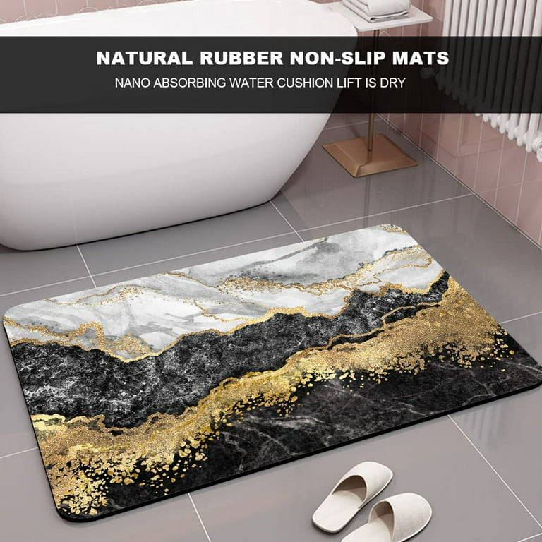 Absorbent Bath Mat Rug, Quick Drying Mat Silicone Magic Bath Mat Non-Slip  Floor Rug Rubber Backed for Bathroom Kitchen Shower Sink, Super Water