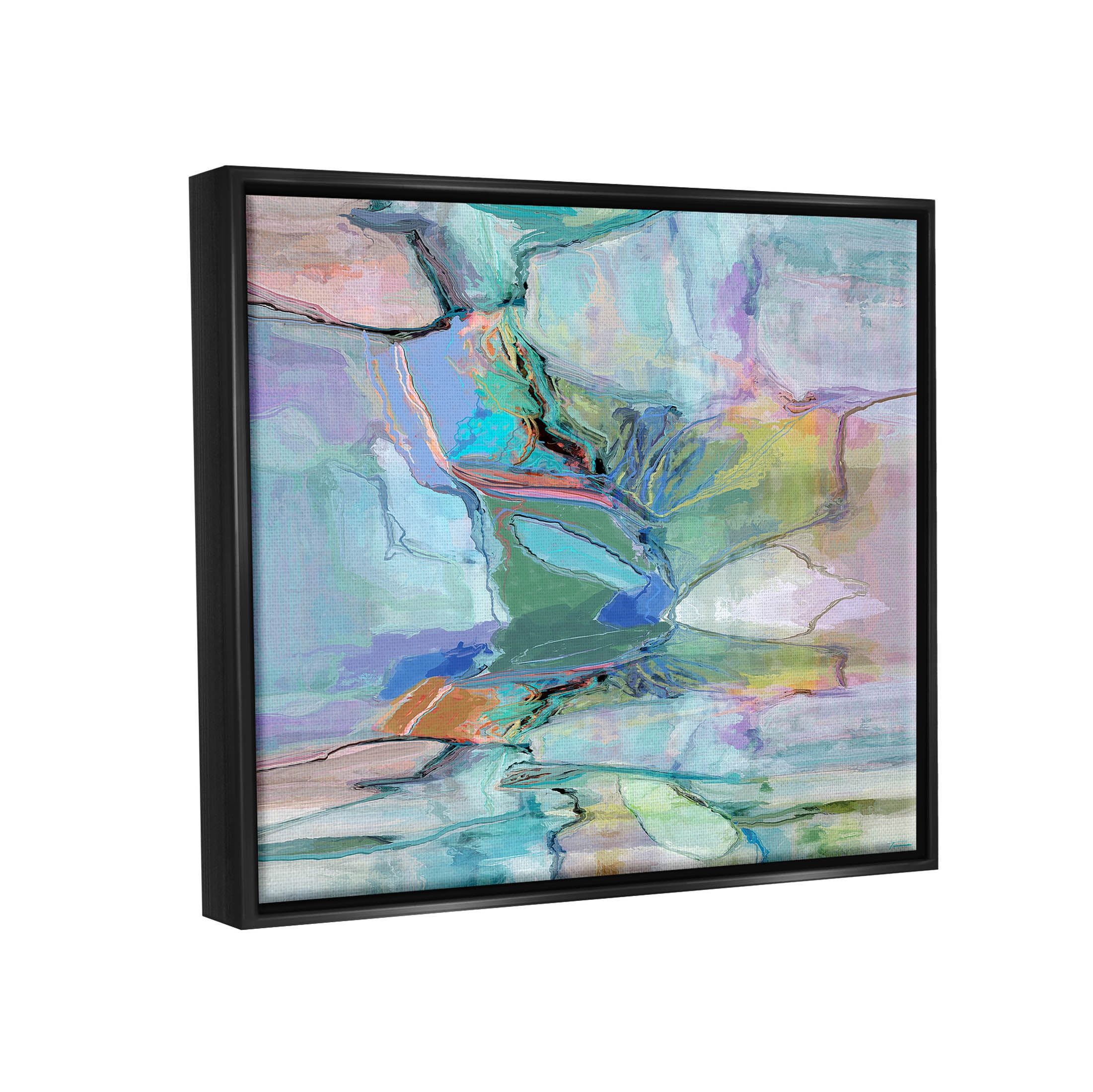 Stupell Industries Varied Round Modern Shapes Graphic Art Jet Black Floating Framed Canvas Print Wall Art, Design by Michael Tienhaara