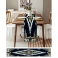 thumbnail image 3 of Western Southwest Table Runner-Cotton Linen- 60 Inch Holiday Dresser Scarves, Navy Blue Ethnic Abstract Boho Aztec Tablerunner for Kitchen Coffee/Dining Bedroom Living Room Dinner Scarf Décor 13x60, 3 of 9