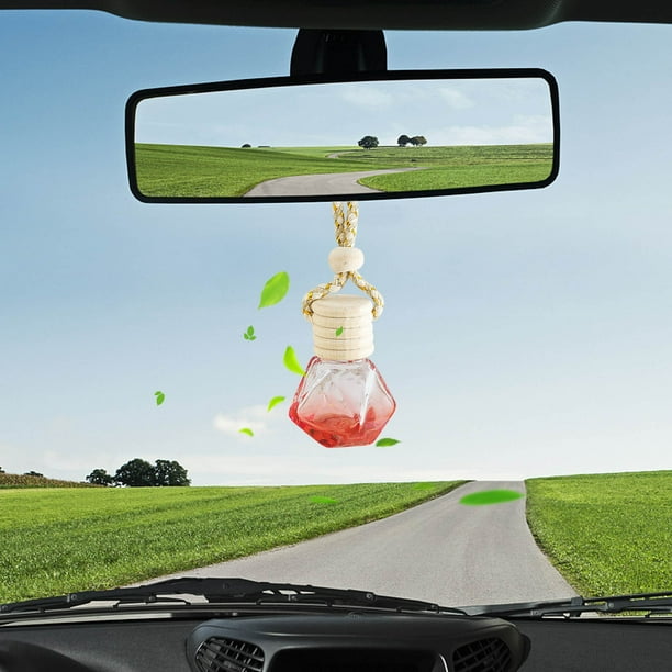 Difusor de perfume colgante para coche, frasco de vidrio colorido, vacío, recargable, con aceite de aromaterapia y fragancias.