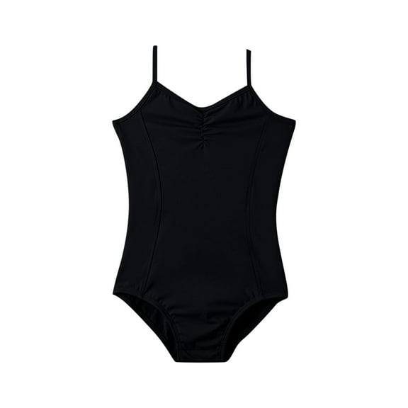 AUNVITO Girls High Elastic Ballet Leotard Backless Spaghetti Strap Gymnastics Romper Shorts Solid Color Dance Outfit