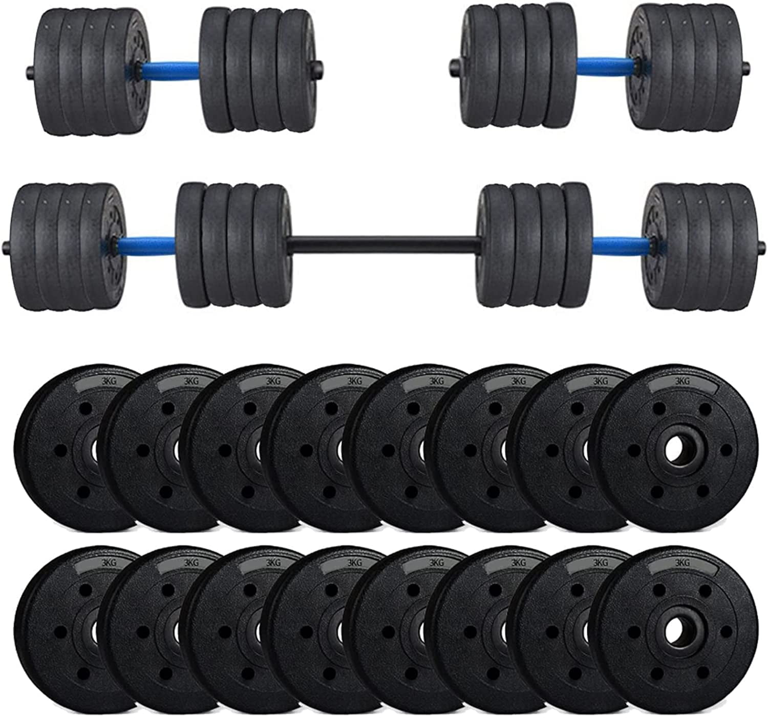 Adjustable Olympics Dumbbell Set 44-88lb Weight Barbell Plates Body Home Workout 