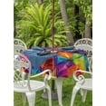 thumbnail image 2 of Outdoor Tablecloth with Umbrella Hole and Zipper, Colorful Geometric Round Table Cloth 54 Inch Waterproof Tablecloth, Modern Rainbow Ombre Abstract Art Picnic Table Cover for Patio Camping, 2 of 7