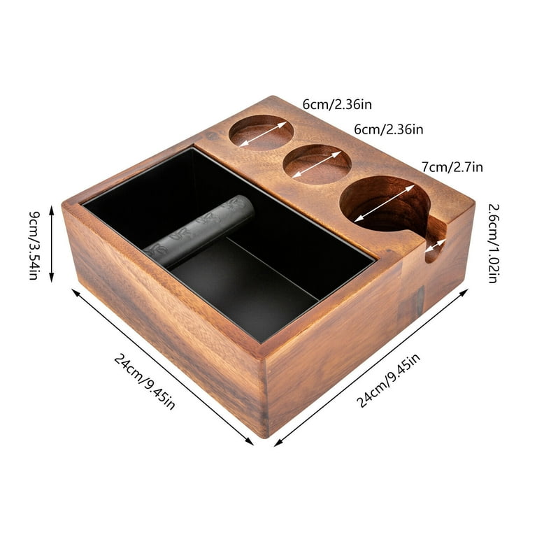 1pc Espresso Knock Box, 4 IN One Espresso Accessories Organizer Box  Compatible With 51-53&58MM Espresso Accessories, Natural Mahogany Tamping  Station