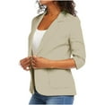 thumbnail image 3 of Atogsazn Summer Linen Blazer for Women Casual Button 3/4 Sleeve Jackets Business Workout Top with Pockets Khaki XXXL, 3 of 5