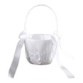 thumbnail image 1 of Cesta multiusos para niña de flores, cintas de satén, cesta con lazo, cesta de flores para boda, banquete de, 1 of 9