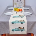 thumbnail image 4 of Table Runner Dresser Scarves 36 Inch Long, Farm Teal Truck with Dogs Linen Dining Table Runners Rustic Vintage Newspaper Texture Tabletop Scarf for Wedding Holiday Party Kitchen, 4 of 7