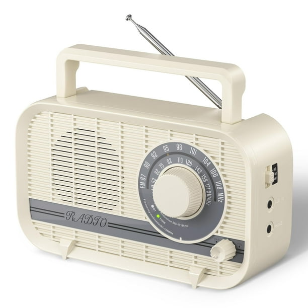 Radio AM FM portátil Audiocrazy con Bluetooth 5.0 Crema