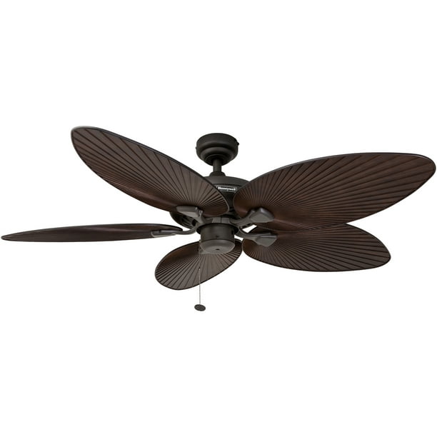 52 Honeywell Palm Island Bronze, Outdoor Tropical Ceiling Fan With Light And Remote
